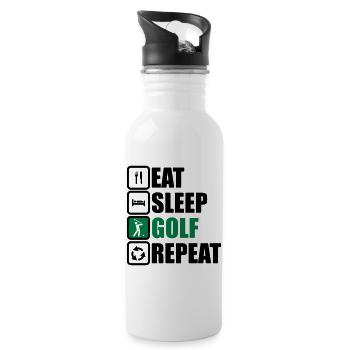 eat sleep golf repeat,Golf,Golfer,Sport - Trinkflasche mit integriertem Trinkhalm - Weiß - Rechts