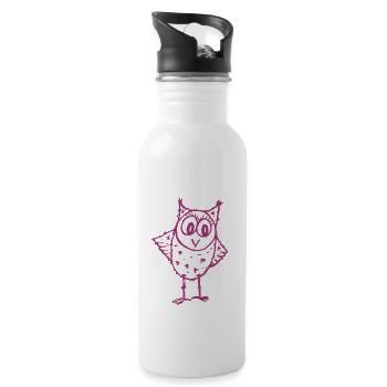 Owl Trudi magenta - Water bottle with straw - white - Right