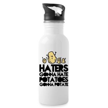 haters gonna hate potatoes gonna potate - Water bottle with straw - white - Right