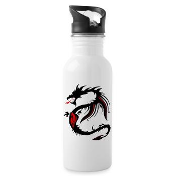 Drachen Tribal Tattoo Form 2004 Uuuuuuuuuu w - Trinkflasche mit integriertem Trinkhalm - Weiß - Rechts