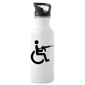 Wheelchair user with weapon # - Water bottle with straw - white - Right