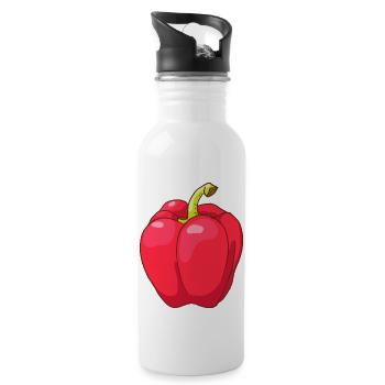 Poivron rouge - Gourde avec paille intégrée - blanc - Droite