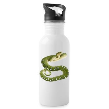 Snake reptile green white - Water bottle with straw - white - Right