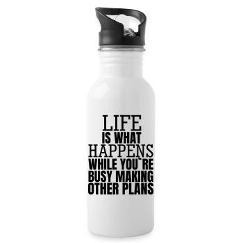 living is what happens while you make plans - Water bottle with straw - white - Right