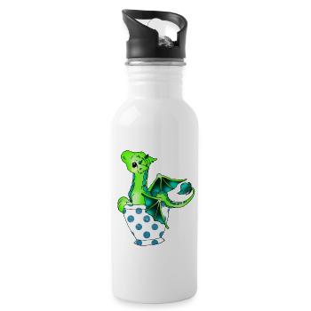 Dragon in the cup Mythical creature - Water bottle with straw - white - Right