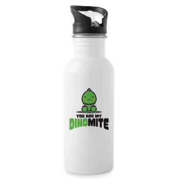 Dino dinosaur prehistoric Trex carnivore - Water bottle with straw - white - Right