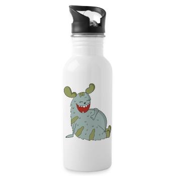 Laughing Monster - Water bottle with straw - white - Right
