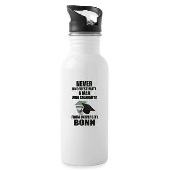 Never underestimate a man University Bonn - Water bottle with straw - white - Right