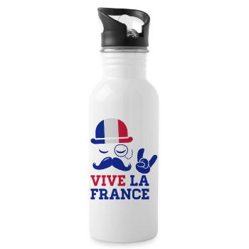 France fashionable cycling championship football - Water bottle with straw - white - Right