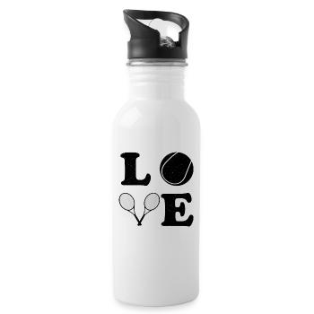 Tennis Tennis player Tennis court Love - Water bottle with straw - white - Right