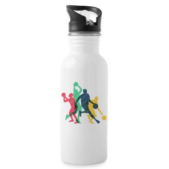 Basketball Basketballer Basketballmannschaft - Trinkflasche mit integriertem Trinkhalm - Weiß - Rechts
