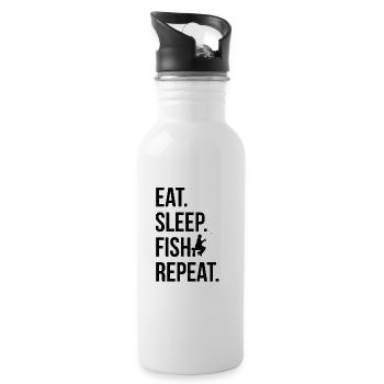 Angeln Angler Fischerei Fischer - Trinkflasche mit integriertem Trinkhalm - Weiß - Rechts
