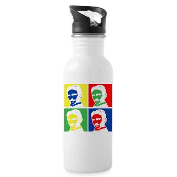 Pop Art Nikola Tesla - Water bottle with straw - white - Right