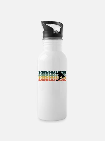 Snowboarding Snowboarding Snowboarding Snowboarder - Water bottle with straw - white