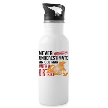 Never Underestimate With A Dirt Bike - Trinkflasche mit integriertem Trinkhalm - Weiß - Rechts