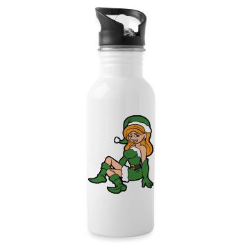 Weihnachten Christmas Elf Xmas Weihnachtselfe Elfe - Water bottle with straw - white - Right