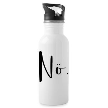Nö - Nein I Frage Antwort modern Dialekt - Trinkflasche mit integriertem Trinkhalm - Weiß - Rechts