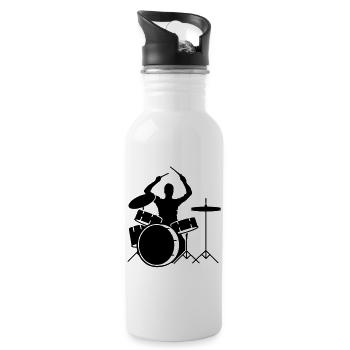 drummer and drums - Water bottle with straw - white - Right