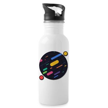 Abstrakte Planeten - Trinkflasche mit integriertem Trinkhalm - Weiß - Rechts