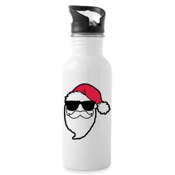 santa_claus_hohoho_4a - Trinkflasche mit integriertem Trinkhalm - Weiß - Rechts