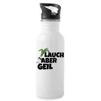 Leek but horny provocation saying funny - Water bottle with straw - white - Right