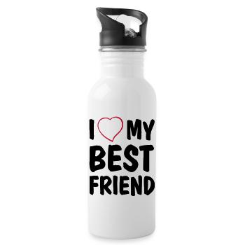 I love my best friend - Gourde avec paille intégrée - blanc - Droite