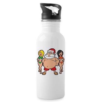Santa Claus Christmas Santa - Water bottle with straw - white - Right