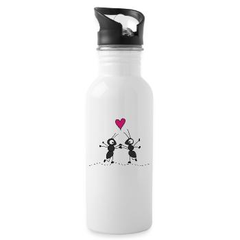 Saint Valentin je t'aime idée cadeau fourmis - Gourde avec paille intégrée - blanc - Droite