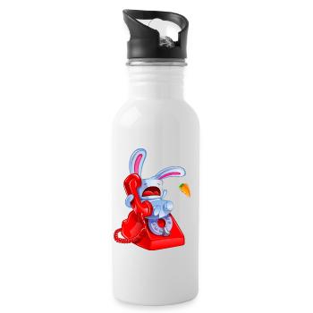 lapin qui téléphone.png - Gourde avec paille intégrée - blanc - Droite