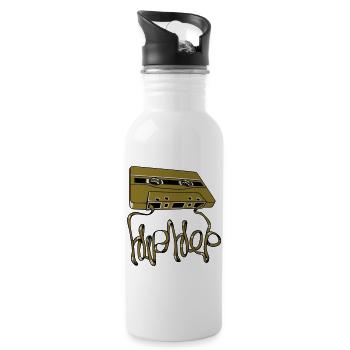 Hip-Hop-Kassette - Trinkflasche mit integriertem Trinkhalm - Weiß - Rechts
