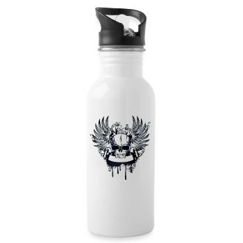 Totenkopf - Trinkflasche mit integriertem Trinkhalm - Weiß - Rechts