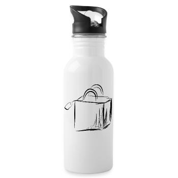 Illustrated shopping bag, shopping, shopping - Water bottle with straw - white - Right