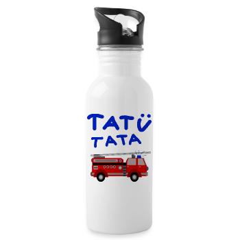 Feuerwehr tatütata Feuerwehrauto Kinder Spielzeug - Trinkflasche mit integriertem Trinkhalm - Weiß - Rechts