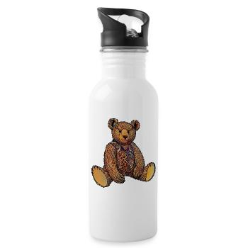 Aquarell Ted - Trinkflasche mit integriertem Trinkhalm - Weiß - Rechts