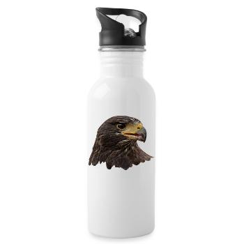 Aigle, faucon, oiseau de proie, brun - Gourde avec paille intégrée - blanc - Droite