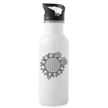 fleur de la vie - Gourde avec paille intégrée - blanc - Droite