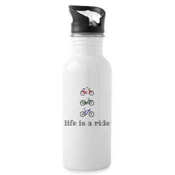 life is a ride 3 bikes - Water bottle with straw - white - Right