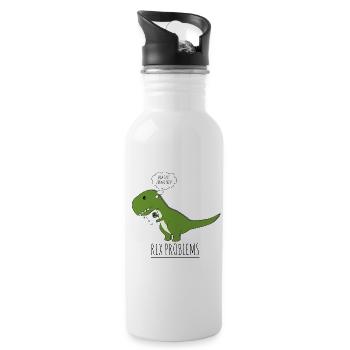 T-Rex Dinosaurier Fleischfresser Telefon Geschenk - Trinkflasche mit integriertem Trinkhalm - Weiß - Rechts