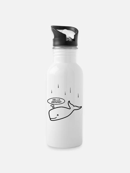 Hello ground! - Hitchhiker's guide to the galaxy - Water bottle with straw - white