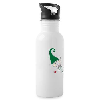 Elf Weihnachtself Heinzelmännchen Geschenk - Trinkflasche mit integriertem Trinkhalm - Weiß - Rechts