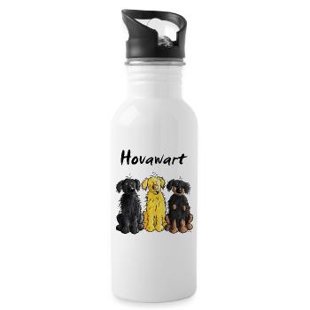 Hovawart - Hovi - Hund - Trinkflasche mit integriertem Trinkhalm - Weiß - Rechts