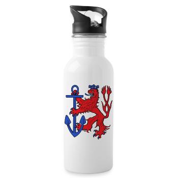Düsseldorfer Löwe - Trinkflasche mit integriertem Trinkhalm - Weiß - Rechts