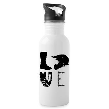 Love Motocross - Trinkflasche mit integriertem Trinkhalm - Weiß - Rechts