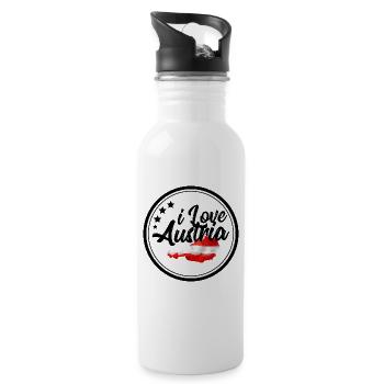I Love Austria - Water bottle with straw - white - Right