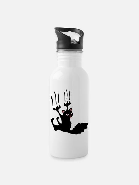 chat noir rebel ! - Gourde avec paille intégrée - blanc