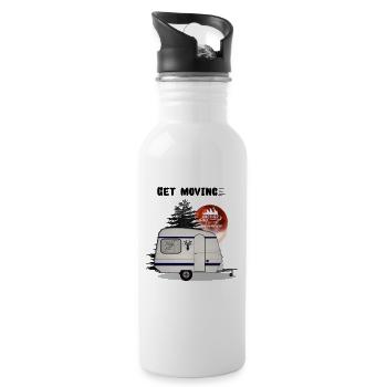 Camper - Camping Shirt , Wohnwagen - campen - Trinkflasche mit integriertem Trinkhalm - Weiß - Rechts