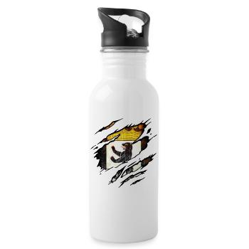 Berlin - Berlin Zerrissen - Trinkflasche mit integriertem Trinkhalm - Weiß - Rechts