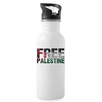 Free Palestine Flagge Geschenkidee Palästina - Trinkflasche mit integriertem Trinkhalm - Weiß - Rechts