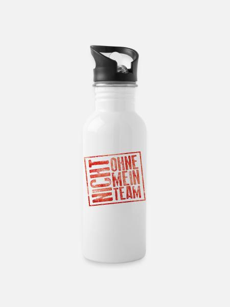 nicht ohne mein team - Trinkflasche mit integriertem Trinkhalm - Weiß