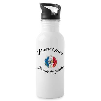 J'peux pas je suis de garde - Pompier - Humour - Gourde avec paille intégrée - blanc - Droite